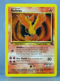 MOLTRES 27/62 POKEMON CARD 1999 FOSSIL SET BLACK STAR UNPLAYED NICE - Image 1