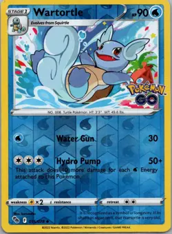 Pokemon TCG Wartortle 016/78 Pokemon GO Rev Holo NM - Image 1