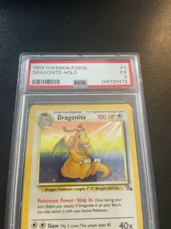 Pokemon TCG Dragonite Fossil 4/62 Holo Rare PSA 5 1999 English - Image 2