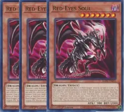 Yugioh - Red-Eyes Soul x 3 - 1st Edition Rare LP - Plus Free Holographic Card - Image 1