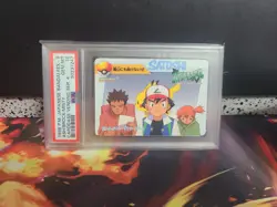 Pokemon 1998 Japanese Carddass Bandai No. EX9 Ash Brock Misty PSA 10 - Image 1