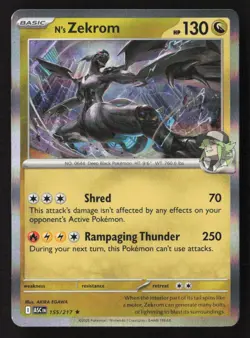 N's Zekrom Rare Holo ASC 155/217 NM Pokemon TCG - Image 1