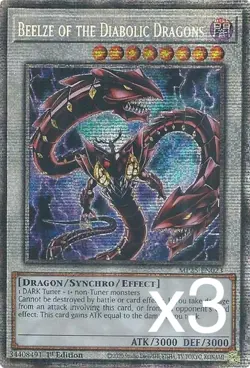 3X Yugioh Beelze of the Diabolic Dragon MP25-EN023 Starlight Rare 1st Edition NM - Image 1