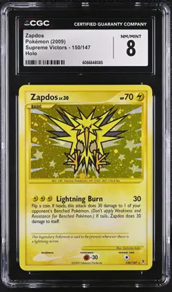 CGC 8 Zapdos 2009 Supreme Victors 150/147 Holo Pokemon Card - Image 1