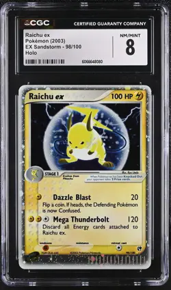 CGC 8 Raichu ex 2003 EX Sandstorm 98/100 Holo Pokemon Card - Image 1