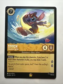 Stitch - Carefree Surfer 24/204 Fabled Regular 2025 Disney Lorcana Card NM - Image 1