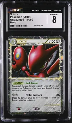 CGC 8 Scizor 2010 Undaunted 84/90 Holo Prime Pokemon Card - Image 1