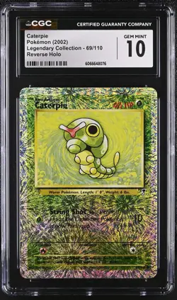 CGC 10 GEM MINT Caterpie Legendary (Collection) 69/110 Reverse Holo Pokemon Card - Image 1