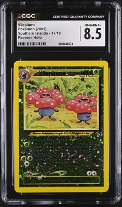CGC 8.5 Vileplume 2001 Southern Islands 17/18 Reverse Holo SWIRL Pokemon Card - Image 1