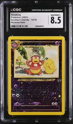 CGC 8.5 Slowking 2001 Southern Islands 14/18 Reverse Holo SWIRL Pokemon Card - Image 1