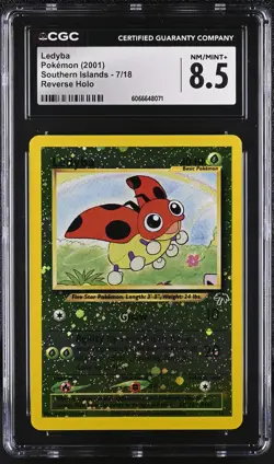 CGC 8.5 Ledyba 2001 Southern Islands 7/18 Reverse Holo SWIRL Pokemon Card - Image 1