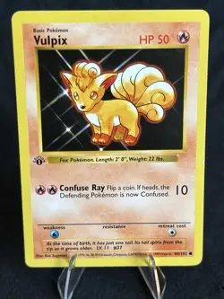 Pokemon TCG Vulpix 1st Edition Base Set Shadowless Card 68/102 LP Condition - Image 1