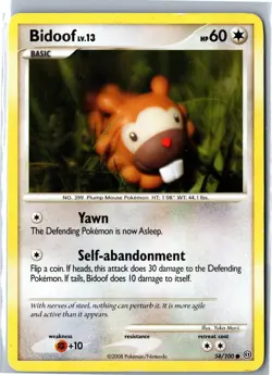 Pokemon Card - Bidoof Stormfront 54/100 2008 Common Heavily Played - Image 1