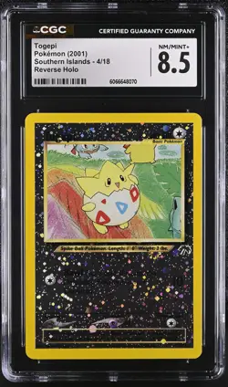 CGC 8.5 Togepi 2001 Southern Islands 4/18 Reverse Holo Pokemon Card - Image 1