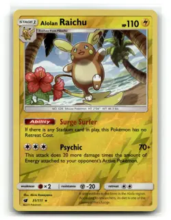 Alolan Raichu 31/111 Holo Rare Crimson Invasion Pokemon Reverse Holo LP - Image 1