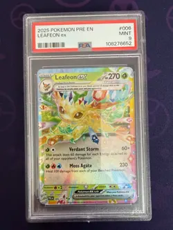 2025 POKEMON PRE EN PRISMATIC EVOLUTIONS #006/131 LEAFEON EX PSA 9 - Image 1