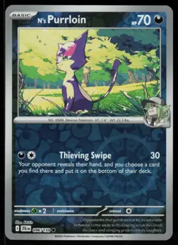 N's Purrloin 096/159 Common Journey Together Pokemon Reverse Holo Near Mint - Image 1