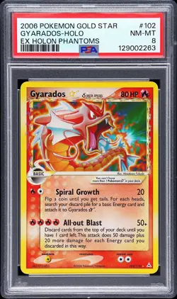 2006 POKEMON EX HOLON PHANTOMS GOLD STAR #102 GYARADOS-HOLO PSA 8 - Image 1