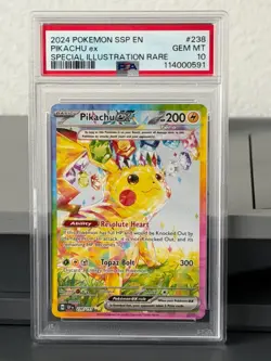 2024 POKEMON SSP EN-SURGING SPARKS SPECIAL ILLUSTRATION RARE PIKACHU EX PSA 10 - Image 1