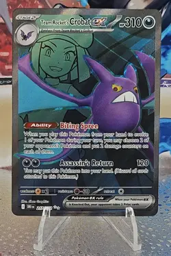 Pokemon TCG Team Rocket's Crobat ex 217/182 SV10 Full Art Holo Ultra Rare - Image 1