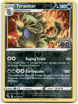 Tyranitar Reverse Holo 043/078 Pokemon GO - Image 1