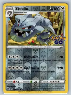 Steelix 044/078 Uncommon Pokemon GO Pokemon Reverse Holo Near Mint - Image 1