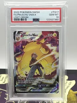 2022 POKEMON SWORD & SHIELD LOST ORIGIN #TG17 FULL ART/PIKACHU VMAX PSA 10 - Image 1