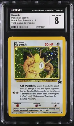 CGC 8 Meowth 2000 Black Star Promos 10 Holo GB Gameboy Pokemon Card - Image 1