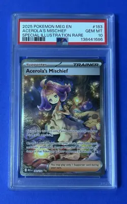 2025 Pokemon MEG EN Acerola’s Mischief Special Illustration Rare #183 PSA 10 - Image 1