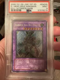 2006 Yu-Gi-Oh! Elemental Hero Wild Wingman Enemy of Justice EOJ 1st Ed UTR PSA 9 - Image 1