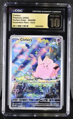 Clefairy 094/088 Illustration Rare Holo Perfect Order Pokemon CGC 10 Pristine - Image 1