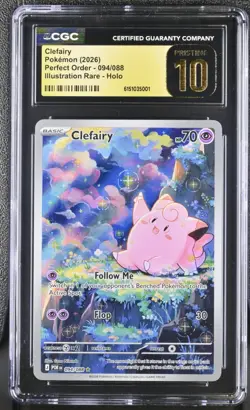 CGC Pristine 10 Clefairy 094/088 Perfect Order Illustration Rare - Image 1