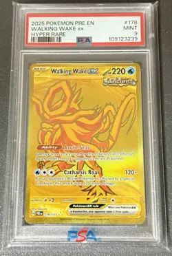 Prismatic Evolutions Gold Hyper Rare Walking Wake EX 178/131 PSA 9 Mint Pokemon - Image 1