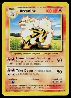 Pokemon Card Base Set Arcanine 23/102 Uncommon 1999-2000 4th Print UK Exclusive - Image 1