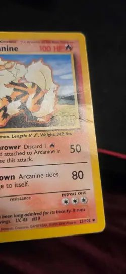 Pokemon Card Base Set Arcanine 23/102 Uncommon 1999-2000 4th Print UK Exclusive - Image 3