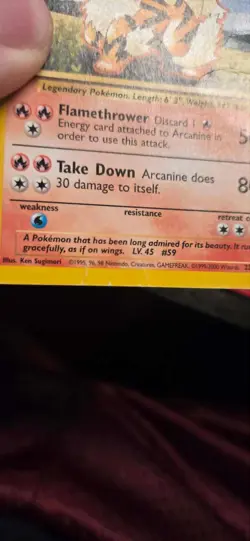 Pokemon Card Base Set Arcanine 23/102 Uncommon 1999-2000 4th Print UK Exclusive - Image 5
