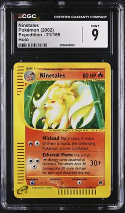 CGC 9 MINT Ninetales 2002 Expedition 21/165 Holo Pokemon Card - Image 1