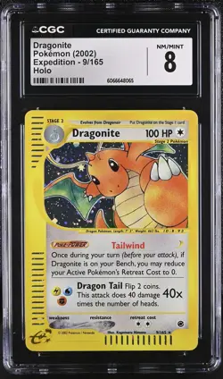 CGC 8 Dragonite 2002 Expedition 9/165 Holo Pokemon Card - Image 1