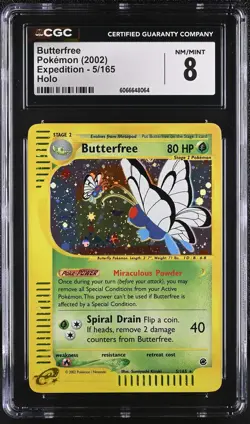 CGC 8 Butterfree 2002 Expedition 5/165 Holo Pokemon Card - Image 1