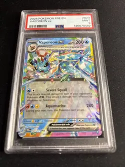 2025 Pokemon Prismatic Evolutions #23 Vaporeon Ex PSA 9 - Image 1