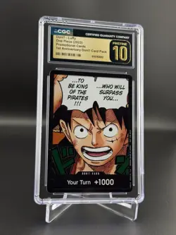 DON!! Monkey.D. Luffy Foil 1st Anniversary Don!! Promo One Piece CGC 10 Pristine - Image 1