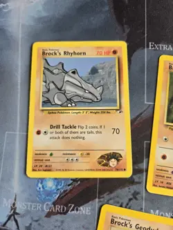 Brock's Gym Heroes 3 Card Lot Mankey, Rhyhorn, Geodude Pokemon - Image 3