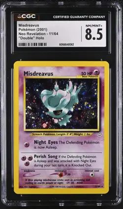 CGC 8.5 Misdreavus 2001 Neo Revelation 11/64 Double Holo Pokemon Card - Image 1