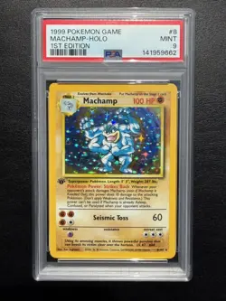 PSA 9 MACHAMP Holo 1st Edition 1999 Base Set Pokemon Card 008/102 - Image 1