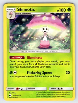 Shiinotic 17/149 2017 Sun & Moon Base Set Pokemon Card TCG Holo Rare - Nm/Vlp - Image 1