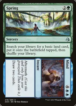 Spring / Mind 2x FOIL AKH MTG Amonkhet Uncommon MINT green blue - Image 1