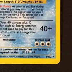 Blastoise 2/102 Base Set Pokemon TCG Holo Foil Rare Vintage Card Played MP- - Image 4