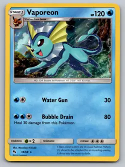 Vaporeon 18/68 Holo Rare Hidden Fates Pokemon Holo NM 2019 - Image 1
