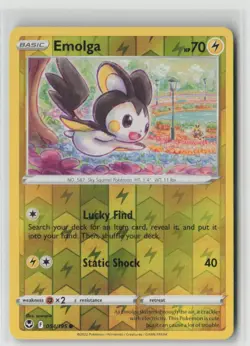 EMOLGA 054/195 COMMON SILVER TEMPEST POKEMON REVERSE HOLO NM/M SOWSOW - Image 1