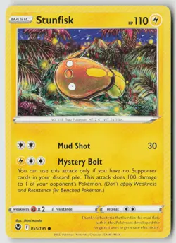 STUNFISK 055/195 COMMON SILVER TEMPEST POKEMON NM/M SHINJI KANDA - Image 1